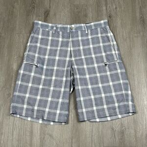 Black Brown 1826 Plaid Golf Shorts Mens 34 Flat Front Cotton *Needs Washed*‎